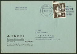 Bund - Gutenberg, 4 Pf. als portogerechte Einzelfrankatur (4 Pf.) auf ...