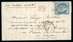 Ballon monté "Le Franklin" affranchi d'un n°37 Cérès 20c bleu ...