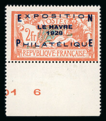 Petit lot du n°257A x 6 Exposition philatélique du Havre 1929 dont ...