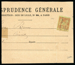 1893, préoblitéré Sage Y&amp;T n°6, 20c brique sur vert avec ...