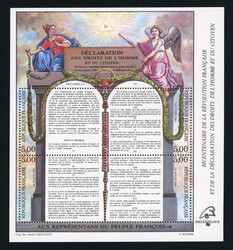 1989, Droits de l'Homme, bloc Y&amp;T n°11, neuf **avec variété ...