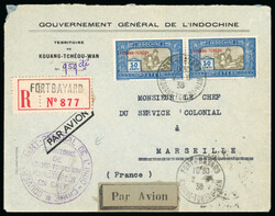 1938, Lettre par avion reccom. de Fort Bayard (Gouvernement general, ...