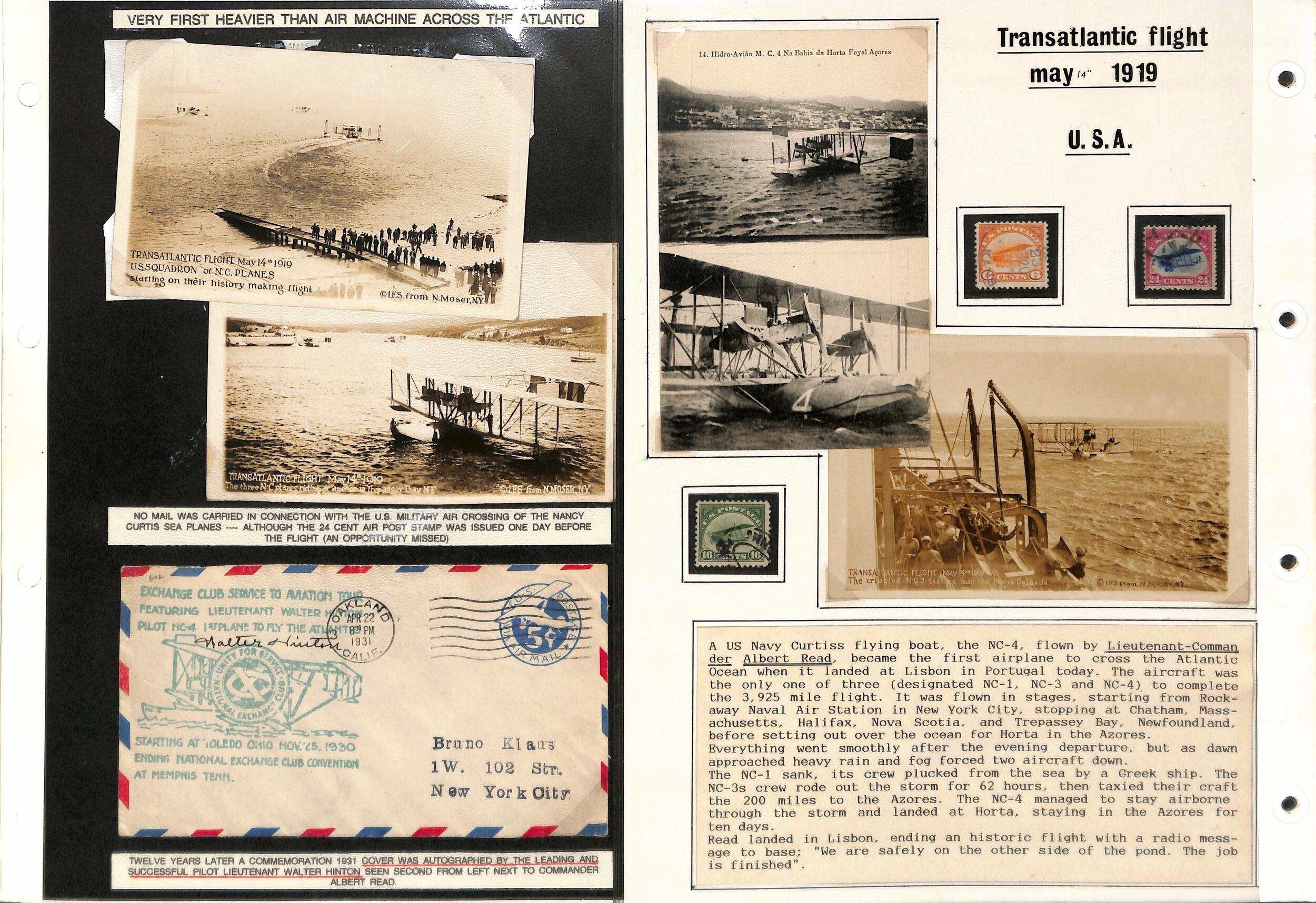 1919-35 Transatlantic flights, picture postcards (8) and covers (10) ...