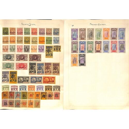 French Guinea. Two pages bearing all 1904-13 postage and postage due ...
