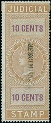 Judicial. 1874 Crown CA issue, 10c and 25c overprinted 'SPECIMEN', ...