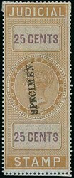 Judicial. 1874 Crown CA issue, 10c and 25c overprinted 'SPECIMEN', ...