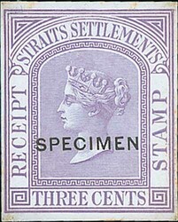 Receipt. 1867 3c Die Proof in lilac on white glazed card, overprinted ...