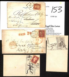 1855-57 Covers to Fulneck, Leeds, one from USA with red 'PAID 24' and ...