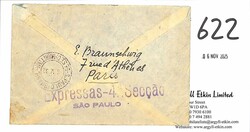 France. 1932 (Apr 29) Commercial registered cover from Paris to Sao ...