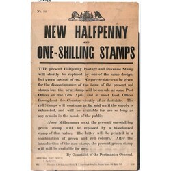 1900 (Apr 3) Post Office notice 'New Halfpenny and One-Shilling ...