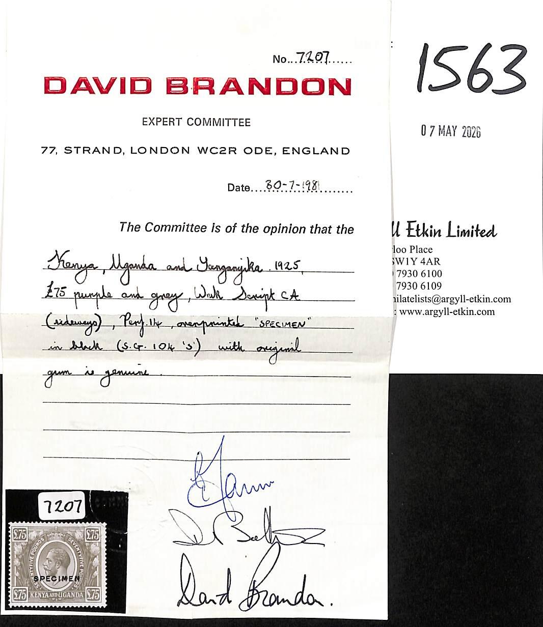 Image 1 for lot number 1563 for Argyll Etkin 58th G.B & Worldwide Stamps and Postal History
