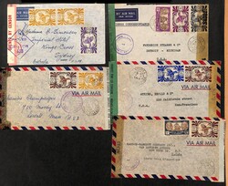 New Caledonia. 1942-44 Commercial censored air mail covers to U.S.A ...