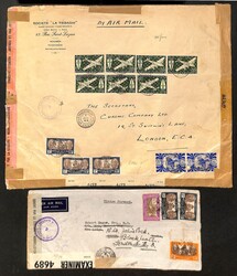 New Caledonia. 1942-44 Commercial censored air mail covers to U.S.A ...
