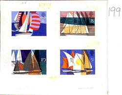 1975 Sailing, unadopted handpainted designs for the four stamps, each ...