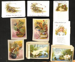 c.1880 Printed coloured Christmas and New Year greetings cards, 18 ...