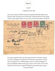 S.S "Empress of Ireland". 1913 (Jan 13) Ottawa Dead Letter Office ...