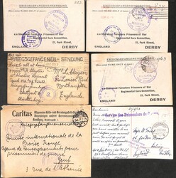 P.O.W Mail. 1914-18 Covers and cards including India (6, from ...