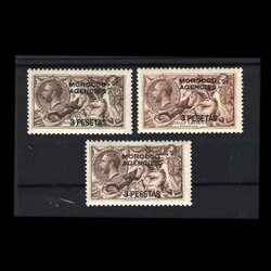 1918-26 Seahorse 3p on 2/6d x 3 with SG139 grey brown v. f. & fresh ...