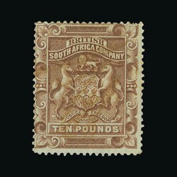 1892-93 Arms £10 brown appaparantly unused but pen cancel removed ...