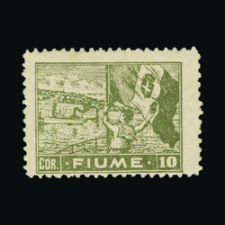 1919 10cor dull olive-green from the second printing with white gum, ...