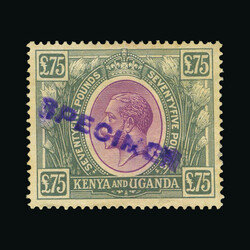 1922-27 £75 purple & grey, MSCA Wmk Sideways, 'SPECIMEN' handstamped ...