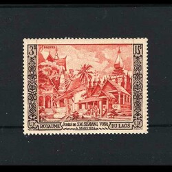 1954 Golden Jubilee of King Sisavang Vong. 3p red and brown (postage) ...