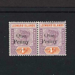 1902 1d on 4d dull mauve and orange horiz pair, one with narrow 'O', ...