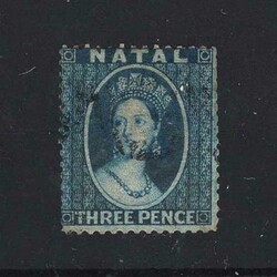 1859-60 QV No wmk P14 - 3d Blue f.u. with small h/r. (o/c NW) {U} ...