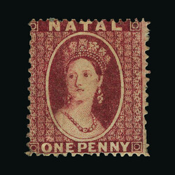 1863 No wmk perf 13 1d lake mint, patchy gum, shows part of paper ...