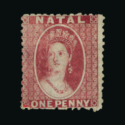 1863-65 QV Wmk Crown CC P12½ - 1d Brown-Red mint small h/r x 2. (o/c ...