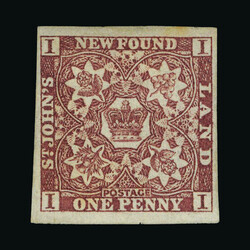 1857-64 1d brown purple fresh mint, part original gum, good to large ...