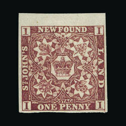1857-64 1d brown-purple, imperf with 4 margins, No Wmk, very fine ...
