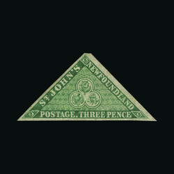 1860 3d green triangular, imperf with 3 wide margins, mint with full ...