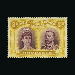 1910-13 Double Head perf 15 3d claret and pale yellow ochre fresh ...