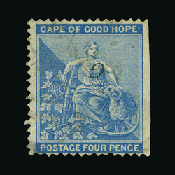 1878 'G' inverted on 4d blue without frame line right marginal used, ...