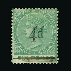 1886 4d without stop on 6d green mint, heavily mounted, ink from bar ...