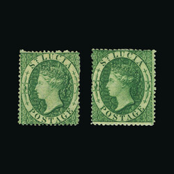 1860 Small Star 6d green, 6d deep green mint, heavily mounted {MH} ...