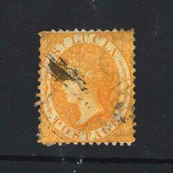 1864-76 QV Wmk Crown CC P12½ - (4d) Yellow f.u. with small h/r. {U} ...