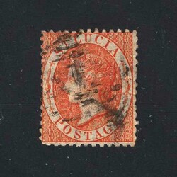 1864-76 QV Wmk Crown CC P12½ - (1s) Orange f.u. with small h/r. {U} ...