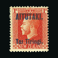 1916-17 1s vermillion, variety 'Tai without dot', fine mint. {MH} ...