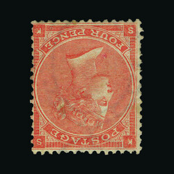1862-64 4d bright red, SK, WATERMARK INVERTED, centred to SE, some ...