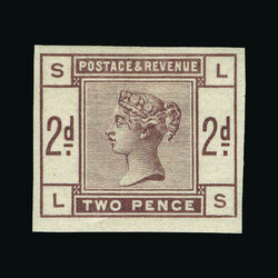 1884 QV 1884 2d. IMPERFORATE Colour trial in UNISSUED Purple-brown ...