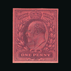 1901 KEVII 1901 1d. Colour Trial printed in purple on red. Very fine ...