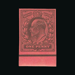 1902 KEVII 1902 1d. Colour Trial printed in black on red. Very fine ...