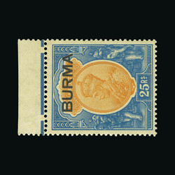 1937 KGVI: Stamp of India ovpt 'BURMA'. 25r orange and blue, wmk Mult ...