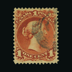 1868-69 Large Queen 1c red brown on laid paper used, expertly ...