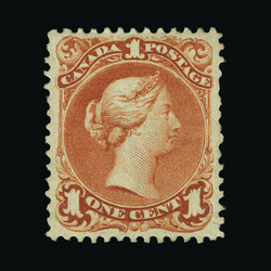 1868-71 Large Queen perf 12 1c red brown with watermark upright ...