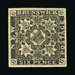 1851-60 6d black PLATE PROOF on thin card, Unitrade 2P, Imperf with 4 ...