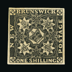 1851-60 1s black PLATE PROOF on thin card, Unitrade 3P, Imperf with 4 ...