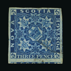 1851 3d deep blue imperf, 4 clear margins, very fine used. {U} [US1] ...